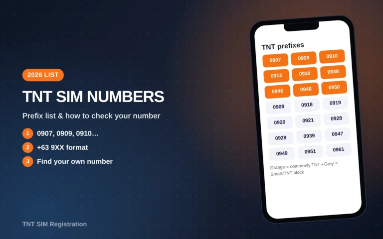 TNT SIM numbers prefix guide