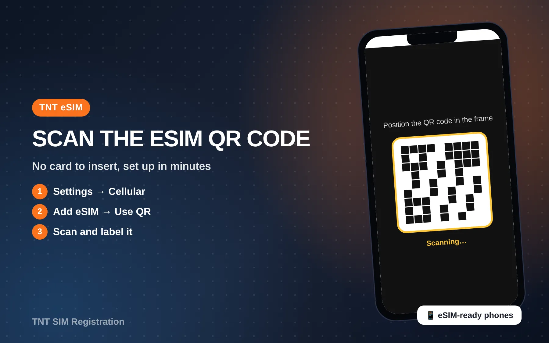 scanning a TNT eSIM QR code on an iPhone